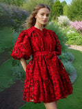Dadizhimu Retro Court Dress 2025 Spring New Single-Dbutton Printing Lace With Waist-Skinny Dress Woman