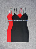 Dadizhimu Quality Sexy Sling V-Neck Diamond Banded Dress Heavy Industry Babes Dating Little Black Dress