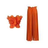 Dadizhimu Two-Piece Set 2025 New Fashion Hanging Neck High-End Feel Top + Folded Casual Design Trousers