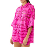 Dadizhimu New Embroidery Hook Design Medium Long-Sleeved Shirt Top + Casual High-Waist Shorts Fashion Two-Piece Set Of Women