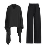 Dadizhimu Temperament Solid Color High-End Feel Set 2025 New Mantle Design Blouse + High-Waisted Micro-Slape Trousers