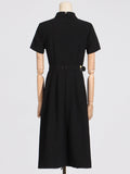 Dadizhimu Elegant Wind Collar Dress 2025 New Design Hollow Tick To The Waist To Show The Long Dress Dress Woman