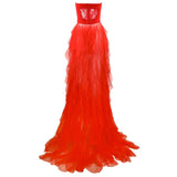 Dadizhimu Bare Back Twidce Dress Women's Perspective Mesh Yarn Large Open Fork Dress Long