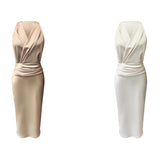 Dadizhimu Luth's Same Color In The Middle And Long Dress Of The Lady's Dress Lady Dress Woman Simple Bag Of The Hip Skirt