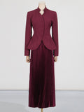 Dadizhimu Elegant High-End Set 2025 New Embroidered Collar Single Buckle Top + 100 Folds High Waist Half-Body Skirt
