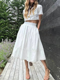 Dadizhimu Sense Two-Piece Set Of 2025 Spring New Collar Shirt High-Rise Embroidered Lace Skirt Suit Woman