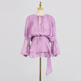 Dadizhimu Sleeve Lotus Leaf Skirt 2025 Summer New Fold Design Mesh Dress Dress Woman