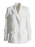 Dadizhimu Feng 2025 Summer New Suit Collar Top Coat + Micro-Raxis Three-Dimensional Flower Suit Woman