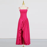 Dadizhimu Temperament Premium Dress 2025 New Waist-Skinny Fashion Sexy Bosom Design Solid Color Long Dress
