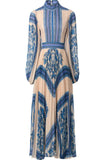 Dadizhimu Early Spring New Round Neck Lantern Sleeve Retro Black Print Waist 100 Folded Dress Dress Dress French