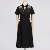 Dadizhimu Elegant Wind Collar Dress 2025 New Design Hollow Tick To The Waist To Show The Long Dress Dress Woman