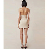 Dadizhimu Pure-Temperament Niche Design Elastic Waist-Buffed Ass Hanging Neck-Sluffed Dress