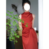 Dadizhimu Red Morning Robe Palace Wall Red National Style To Improve The New Chinese Engagement Dress Dress Without Sleeves And Thin Dress