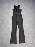 Dadizhimu Women's Clothing Jumpsuit Sleeveless High-Waisted Round Collar Slim Body Jumpsuit Trousers