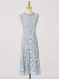 Dadizhimu Temperament Heavy Industry High-End Long Dress 2025 New Fashion Lace Flowers Sleeveless Round Collar Dress Women