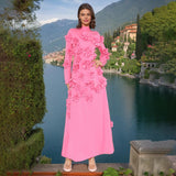 Dadizhimu Flower Splicing Dress Spring 2025 New High-End Holiday Style Lead Long-Sleeved Three-Dimensional Dress Woman