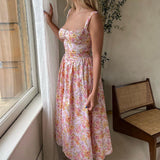 Dadizhimu Women's Dress Dress Sling Skirts With Sweet And Spicy Long Skirts Summer Floral Dress