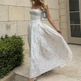 Dadizhimu Women's Sexy Body White Broken Flowers Pure Lusty Breeze In The Long Dress Babes Hanging Dress Summer Female High Sense