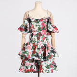 Dadizhimu Wind Slings One-Word Shoulder Dress Woman 2025 New Design-Sensitive Lotus Leaf-Side Slim Short Dress