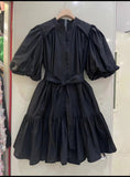 Dadizhimu Style Collar Bubble Sleeve Skirt 2024 Summer New Design Printing With Short Dress Woman