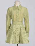 Dadizhimu Spring Temperament Elegant Suit Women's New Collar Shirt Embroidered Half Dress Two Sets Of High-End Women's Clothing