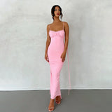 Dadizhimu Women's Sexy Dress Sexy Folded Dress Evening Dress Sleeveless Sling Dress Dress Dress Girl