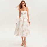 Dadizhimu Sexy Broken Flower Back Rope Skirt High-End Women's Breast Swing Dress