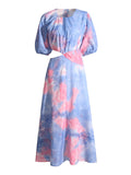 Dadizhimu New Fashion Round Collar Colliding Color Splicing Design Long Dress Women's Dress Summer