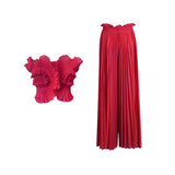 Dadizhimu Two-Piece Set 2025 New Fashion Hanging Neck High-End Feel Top + Folded Casual Design Trousers