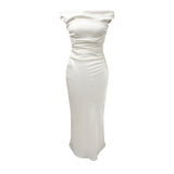 Dadizhimu Study Dress Elegant Bag Hip Dress A Word Shoulder-Singy-Faced Dress Women's French Dating Party Dress