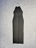 Dadizhimu Girls Heavy Industry Ordered Diamond Hanging Neck Sleeveless Dress Sexy Bare Back Tight Body Open Fork Dress
