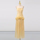 Dadizhimu Small Scented Bra Dress Dress 2025 New Niche Splicing Wooden Ear Design Long Dress Women's Summer
