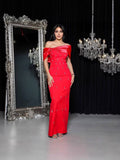 Dadizhimu Women's Thin Dress Dress Dress Watery Shoulder Elegant Temperament Banded Evening Dress Dress