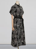 Dadizhimu Temperament Literary Style With Belt Dress Dress 2025 Summer New Collar Retro Design Long Dress Dress Woman