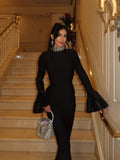 Dadizhimu Heavy Industry Drill Long Sleeve Heavy Industry Bandage Dress Autumn Winter Banquet Party Party Dress