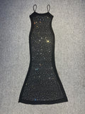 Dadizhimu Bare Water Drill Super Flash Slim Slimming Pure Want To Pack Hip Dress Dress Sling Long Skirt Banquet Birthday Dress Woman