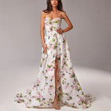 Dadizhimu Print Wrapped Braided Strap Dress Woman Fashion Floral Open Fork Long Dress
