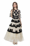 Dadizhimu 2024 New Short Sleeves Vintage Printed Yarn Ear Printed Dress Dress Dress
