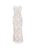 Dadizhimu Lace Temperament Sling Dress Sexy Bare Fork Elegant Dress High Sense