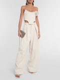 Dadizhimu Fish Bare Top + Fashion Casual Broad Leg Pants 2025 New Solid Color Sexy Set Two Sets Of Women