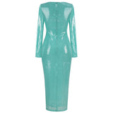 Dadizhimu Fashion Sexy Sleeve V Collar Long-Sleeved Dress High-End Dress Dress Long