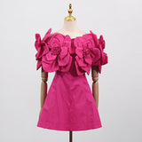 Dadizhimu Elegant Famous Style Dress 2025 New Chest-Shaped Shoulder Three-Dimensional Flower Design Dress Dress Woman