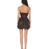 Dadizhimu Embroidered Three-Dimensional Flower Dress With Short Skirt Sexy Breast-Wearing Dress Light Luxury Dinner Dress