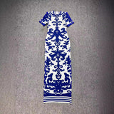 Dadizhimu Hot Women's Fashionable Heavy Industry Tie-Up Dress Sexy Short-Sleeved Round-Necked Chinese Style Dress