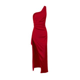 Dadizhimu Women's Dress New Dress Sexy One-Shoulder Repair Open-Back Dress Dress Women's Evening Dress