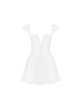 Dadizhimu Sexy Collar Flying Sleeves Out-Of-Back Dress To Close The Waist Thin Small Skirt Pure Lusty Women's Clothing