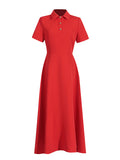 Dadizhimu Dress High Sense 2025 Spring New Fashion Simple Collar Short Sleeves Long Skirt Women's Tide