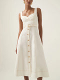 Dadizhimu Elegant Wind Waist Thin Dress 2025 New Belt Design Slimy Sling Skirt