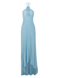 Dadizhimu Women's New Net Yarn Hanging Neck Flower Show Back Dress Drag Floor Evening Dress Hanging Neck Dress Sweet And Spicy Wind