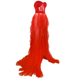 Dadizhimu Bare Back Twidce Dress Women's Perspective Mesh Yarn Large Open Fork Dress Long